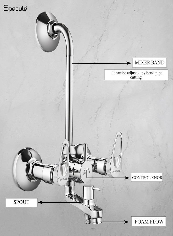 Specule Opel Series Brass, 3-in-1 bathroom Mixer | With Overhead Shower Head Set | Hand Shower Set With 1.5 Meter Hand Shower Pipe | Bathroom Shower Set | Wall Mixer (Chrome) (Complete Set) - Image 5